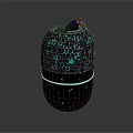 Unique Black Device With Honeycomb Pattern Blue Glowing Stripe And Shiny Surface