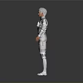 Game Movie Character With Silver Short Hair In Futuristic Tech Armor 3D Render