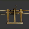 Vintage Wooden Lighting Combination With Gear Accents And Lever Details On Square Base
