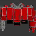 Red Mechanical Armored Creature With Heavy Weapon And Detailed Armor Design 3d model