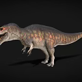 Realistic Dinosaur 3D Model With Colorful Skin And Sharp Teeth On Black Background