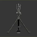 Vintage Military Machine Gun With Tripod Stand Metal Construction And Classic Design