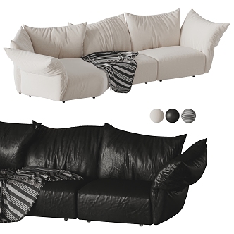 Multiplayer sofa leather sofa 3d model