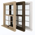 Multiple Window Design Options With Different Panel Styles And Wooden Sills 3d model