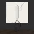 White Table Lamp On Black Table With White Art In Minimalist Interior