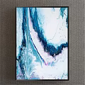 Modern Abstract Painting With Blue White Pink Fluid Marble Like Textures