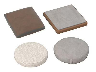 Different Style Ottoman Cushions with Square Round Shapes and Neutral Colors 3d model