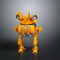 Yellow Mechanical Robot Character With Large Eyes And Four Legs Structure Design