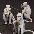 Unique Monkey Sculpture Decorative Lamps Holding Light Bulbs With Wired Design 3d model