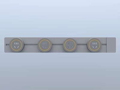 Gray Switch Panel With Four Outlets And Yellow Trim Design 3d model