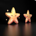 Starfish Shaped Decorative Ornament Set With Smiling Face White Spots And Small Stars