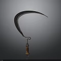 Traditional Curved Blade Tool With Wooden Handle And Metal Edge