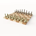 Classic Chess Set with Wooden Board and Golden Pieces for Board Game Entertainment