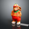 Cute Colorful Rabbit Doll With Red Striped Hat Outfit And White Shoes