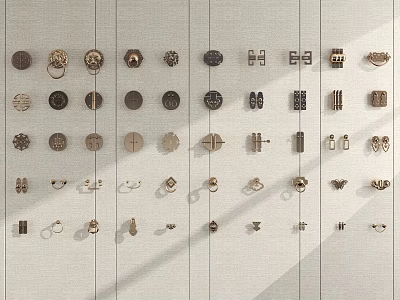 Various Styles Of Drawer Handles With Different Designs And Finishes On 3d model