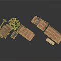 Wooden Crates Stacked in Various Sizes and Arrangements on White Surface