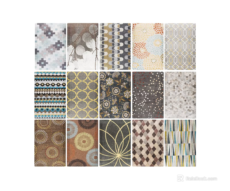 Stylish Square Rugs With Various Patterns And Designs For Home Interiors 3d model