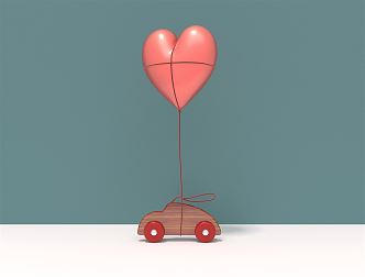 Modern toy cartoon love car 3d model