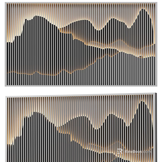 Modern 3D Wall Decor With Striped Pattern And Wavy Texture In Neutral Tones 3d model 