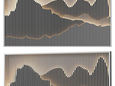 Modern 3D Wall Decor With Striped Pattern And Wavy Texture In Neutral Tones 3d model