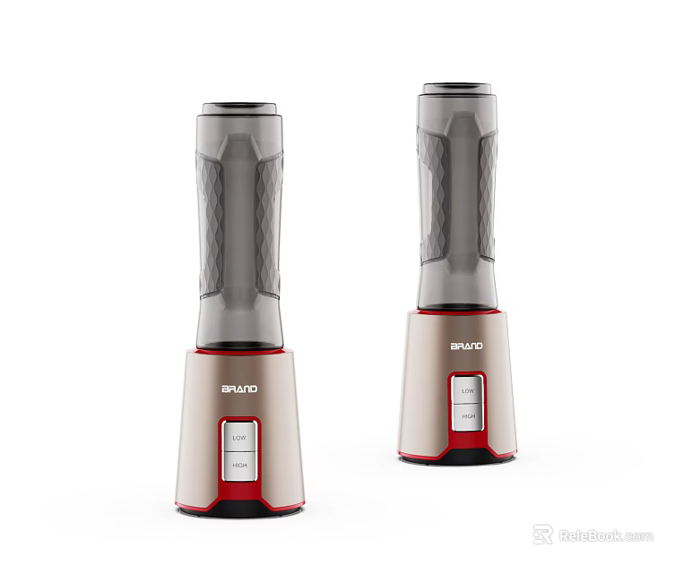 SAVYO Two Handheld Household Appliances Gray Beige with Red Accents and Control Buttons 3d model 