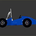 Blue Open Frame Racing Car With Large Wheels And Metal Chassis 3d model