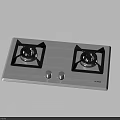 Modern Stainless Steel Gas Hob With Two Burners And Control Knobs For Kitchen 3d model