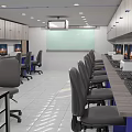 Modern Conference Room Interior With Whiteboard Projector Computer Monitors And Laptop