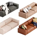 Modern Sectional Sofa with Various Colors Pillows and Cozy Blankets 3d model