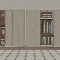 Modern Minimalist Combined Wardrobe With Glass And Wooden Doors Internal Storage Shelves