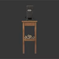 Old Fashioned Projector On Small Wooden Table With Two Layers And Lower Layer Sticks