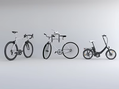 Three Stylish Bicycles With Modern Design And Various Frame Shapes 3d model
