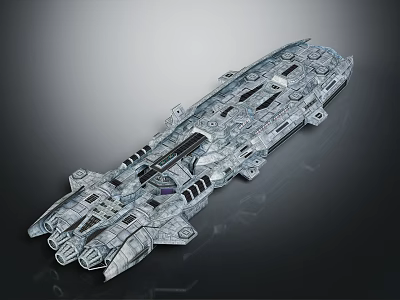 Futuristic Architectural Structure Featuring Silver Metallic Surface Complex Engines And Streamlined Design 3d model