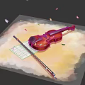 Modern Violin Music Score String Instruments Western Musical Instruments Playing Instruments Music Equipment 3d model
