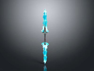 Blue Glowing Icy Magic Weapon With Intricate Sword Design And Light Effects 3d model