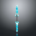 Blue Glowing Icy Magic Weapon With Intricate Sword Design And Light Effects