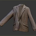 Tailored Plaid Blazer With Notched Lapel Single Button And Pockets On Gray Background With Reflection