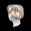 Game Movie Character White Head Model With Light Brown Short Layered Hair And Black Background