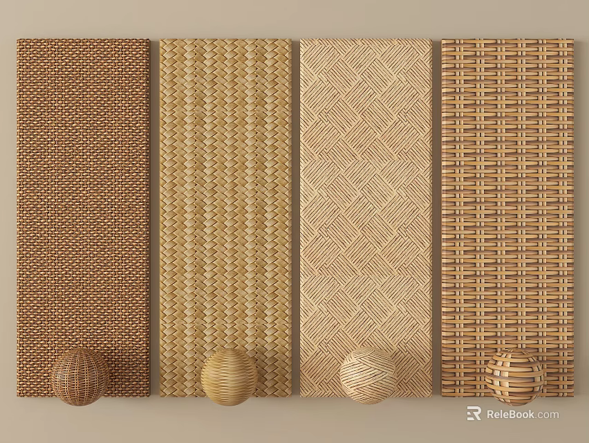Woven Room Dividers With Various Textures And Decorative Balls Design 3d model 