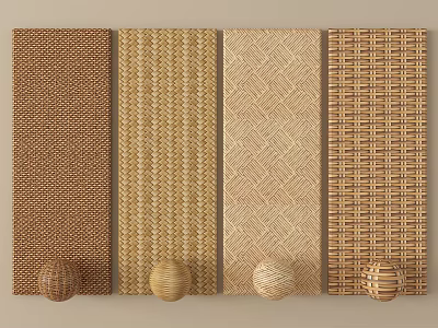 Woven Room Dividers With Various Textures And Decorative Balls Design 3d model