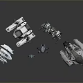 Futuristic Mechanical Robots And Small Human Figure In Sci Fi Game Character Design