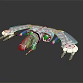 Futuristic Sci Fi Mechanical Drone With Multiple Metallic Arms And Glossy Surface 3d model