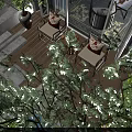Garden Landscape Design With Layered Greenery Wooden Deck And Decorative Railings