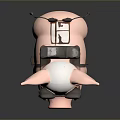 3D Rendered Pink Pig Wearing Goggles With Black Harness And Devices
