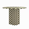 Wooden Round Table With Three Column Legs And Simple Design 3d model