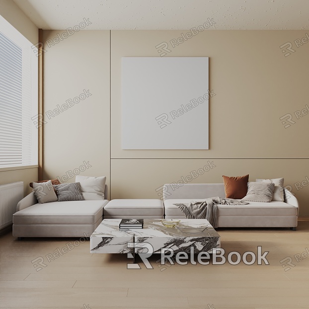 Modern three-seat sofa 3d model 