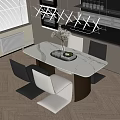 Modern Dining Table and Chair Combination Restaurant Dining Chair Dining Table Chandelier 3d model