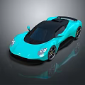 Turquoise Sports Car With Black Roof Sleek Design Black Wheels On Dark Background With Reflection