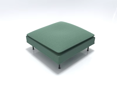 Green Square Stool with Padded Fabric Seat and Black Legs in Modern Simple Design 3d model