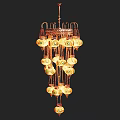 Ornate Multi Tiered Golden Chandelier With Round Glass Decorative Elements 3d model